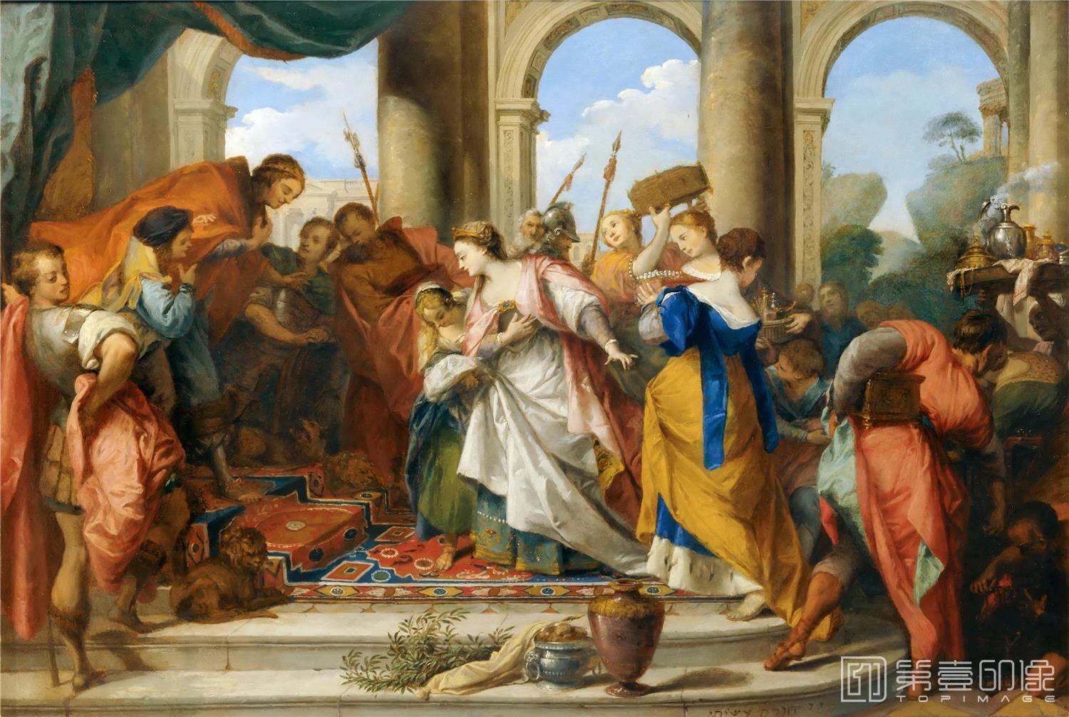 油画-卢浮宫-Nicolas VleughelsSolomon and the Queen of Sheba-1401